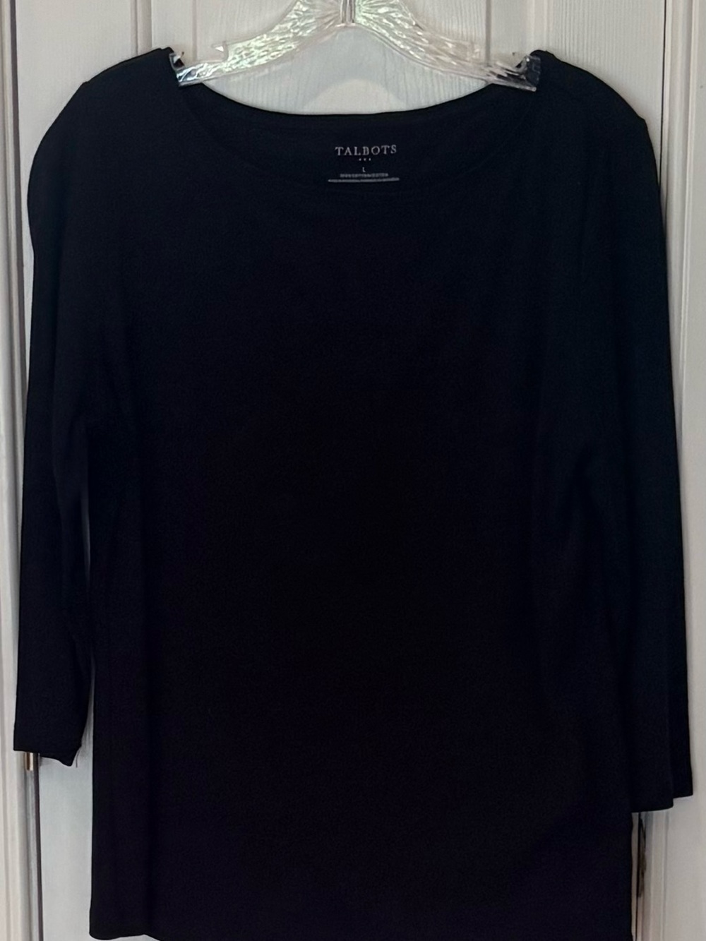 Talbots Black Boat Neck Top Large
